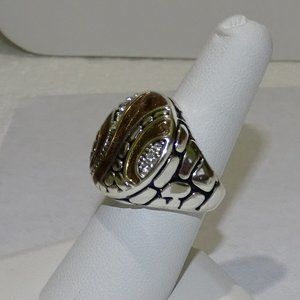 SIGNED BROWN & SILVER COLOR RING